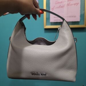 Michael Kors Pebbled Leather Hobo Bag in Light Gray